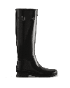 Hunter Original Back Adjustable Gloss Rain Boot In Black