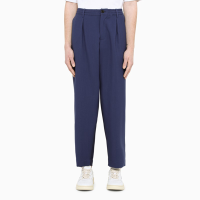 Marni Cropped Virgin Wool Trousers In Blue