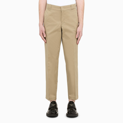 Prada Rope Colour Cropped Trousers In Beige