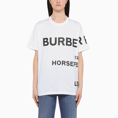 Burberry Oversized Horseferry Print Cotton Tee In White