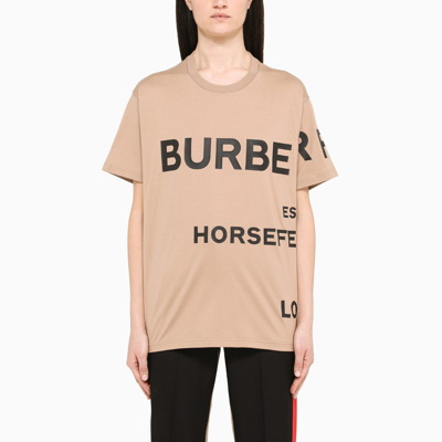 BURBERRY HORSEFERRY-PRINT CAMEL T-SHIRT 