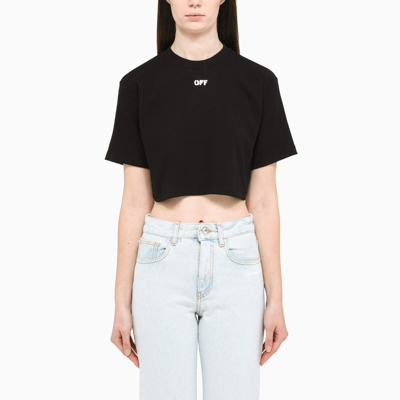 Off-white Black Rib Logo-print Cropped T-shirt