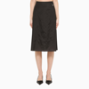 PRADA BLACK SILK MIDI SKIRT