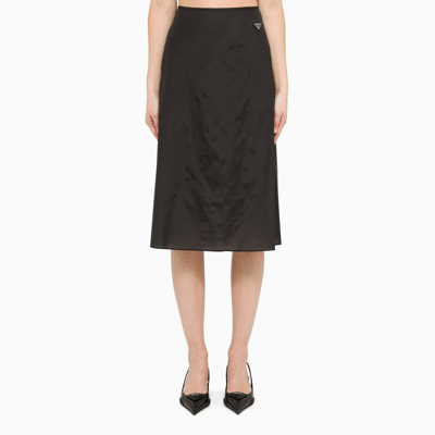 Prada Black Silk Midi Skirt