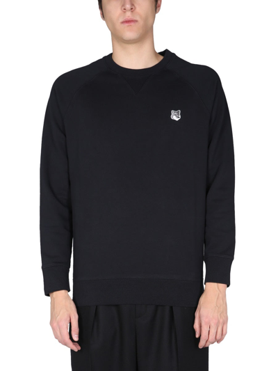 Maison Kitsuné Fox Head-patch Cotton-jersey Sweatshirt In Black