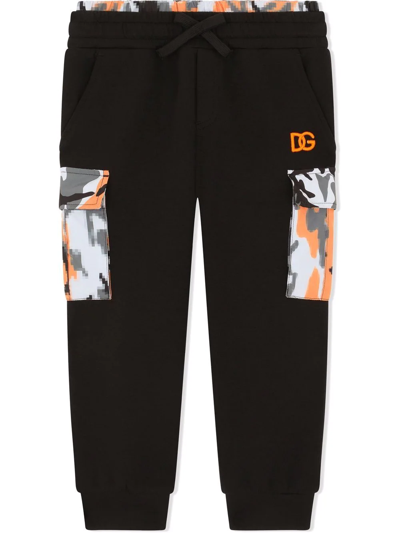 Dolce & Gabbana Kids' Camouflage-trim Track Pants In Black