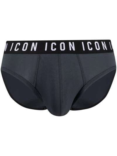 Dsquared2 Icon Waistband Briefs In Grey