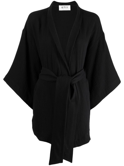 0711 Ikigai Tie-waist Robe In Black
