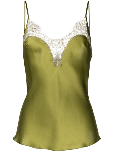 Gilda & Pearl Lace-embroidered Golden Hour Camisole In Green