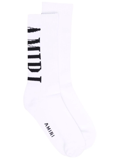 Amiri Logo Cotton Socks In White