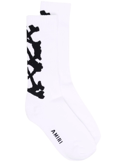Amiri Print Cotton Socks In White