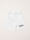 Msgm Kids' Cotton Shorts With Logo In White