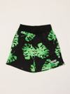 Msgm Teen Leaf-print Cotton Shorts In Green