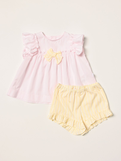 Il Gufo Babies' Mini Dress + Culotte Set In Cotton In Pink