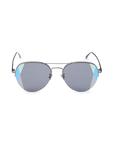 Bottega Veneta Black And Grey Semi-rimless Aviator Sunglasses - Atterley In Blk/gry