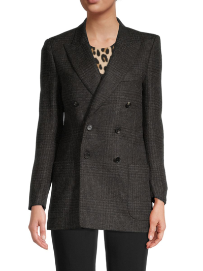 Maison Margiela Women's Gaccia Double-breasted Plaid Wool Blazer In Black