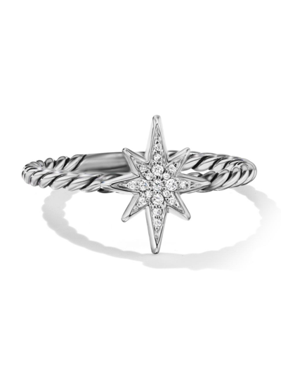 David Yurman Sterling Silver Cable Collectibles North Star Stacking Ring With Diamonds