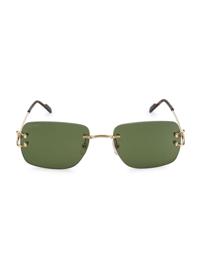 Cartier Signature C 59 Mm Rectangle Sunglasses In Gold