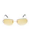 Cartier Signature C 58mm Rectangle Sunglasses In Gold