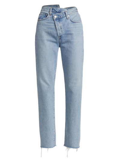 Agolde Criss Cross High-rise Distressed Straight-leg Jeans In Suburbia