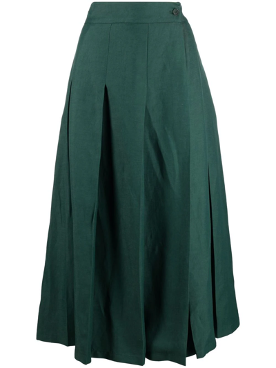 P.a.r.o.s.h Box-pleat Slip-pocket Midi Skirt In Green
