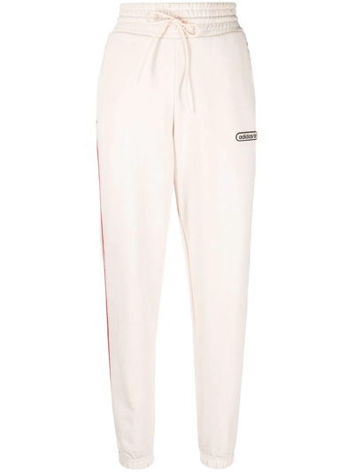 Adidas Originals High-waisted Slim-fit Joggers In Nude