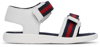 GUCCI BABY WHITE LEATHER WEB SANDALS