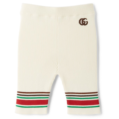 Gucci Baby Off-white Rib Knit Striped Bottoms In 9133 Natural White/m