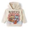 GUCCI BABY OFF-WHITE COTTON CAT PRINT HOODIE