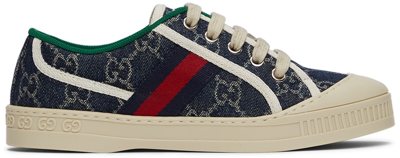 Gucci Gg Tennis 1977 Cotton Lace-up Sneakers In Blue