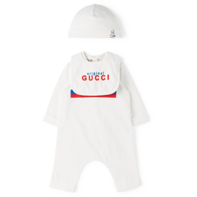 Gucci Baby Off-white 'original ' Bodysuit Set In 9750 Milk/mc