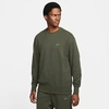 Nike Men's Sportswear Classic Fleece Crewneck Sweatshirt In Sequoia/carbon Green