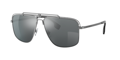 Versace Light Grey Mirror Black Aviator Mens Sunglasses Ve2242 10016g 61 In Silver