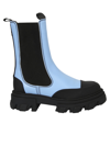 Ganni Calf Leather Mid Chelsea Boot In Blue
