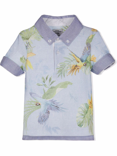 Lapin House Kids' Parrot-print Piqué Shirt In Blue