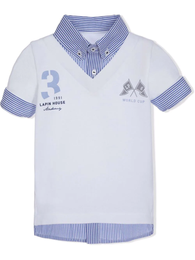 Lapin House Kids' World Cup Striped-trim Shirt In Blue
