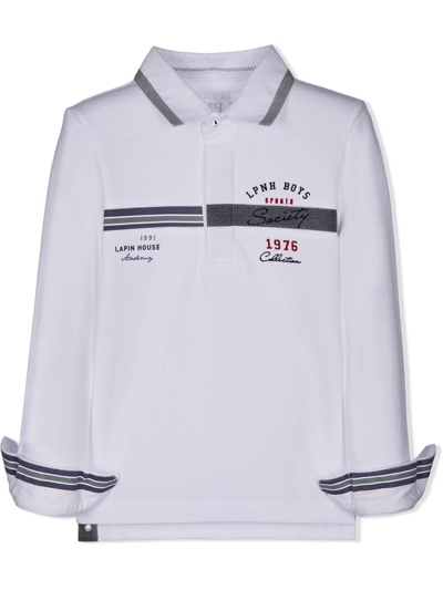 Lapin House Kids' Logo-print Longsleeved Polo Shirt In White