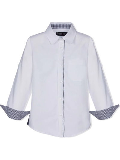 Lapin House Kids' Check-trim Longsleeved Shirt In White
