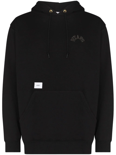 Wtaps Logo-detailed Cotton-blend Jersey Hoodie In Black