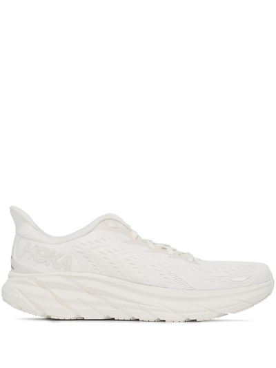 Hoka One One White Clifton Trainers In Mix Of Materials In White / White