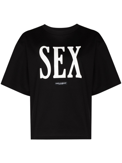 Dolce & Gabbana Jersey T-shirt With “sex” Print In Black