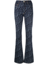 Philipp Plein All-over Logo Flared Jeans In Blue