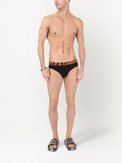 Dolce & Gabbana Logo-waistband Stretch-cotton Briefs In Black