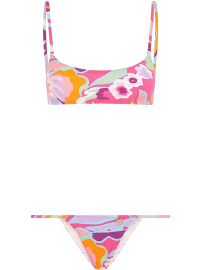 Dolce & Gabbana Floral-print Bikini Set In Multicolor