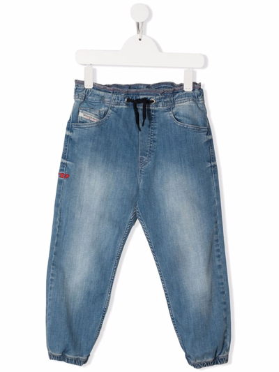 Diesel Teen D-mauri Drawstring Tapered Jeans In Blue