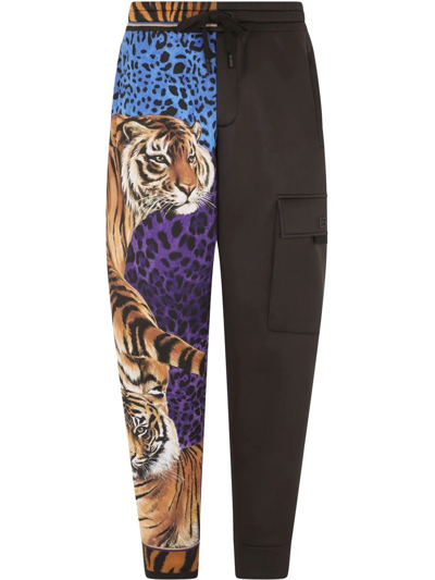 Dolce & Gabbana Tiger-print Track Pants In Brown