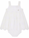 DOLCE & GABBANA BRODERIE-ANGLAISE POPLIN DRESS AND BLOOMERS SET