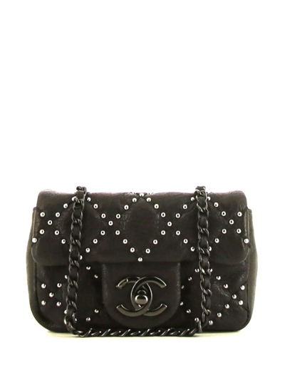 Pre-owned Chanel 2014 Mini Timeless Studded Shoulder Bag In Black