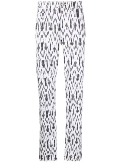 Isabel Marant Graphic-print Straight-leg Trousers In White