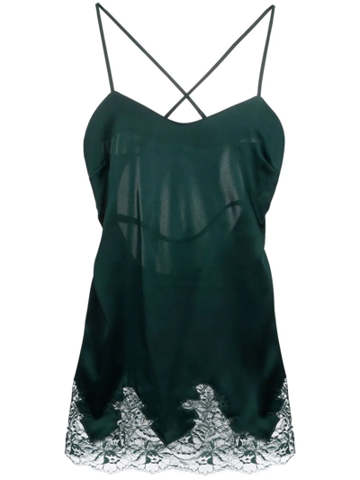 Fleur Of England Ela Lace-trim Babydoll Dress In Green